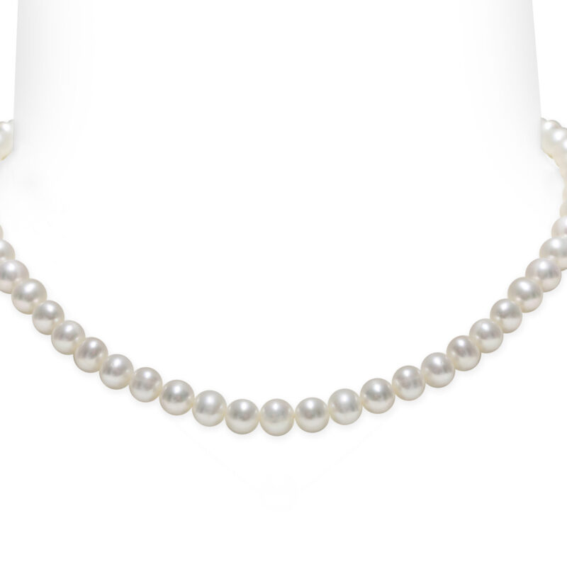 Collana di Perle Piena Perlagione 6½-7½ mm  e Oro 750‰