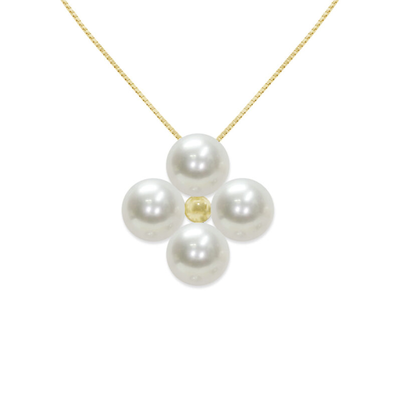 Pendant with 925‰ Sterling Silver gold-plated Full Pearls button chain 5x5½ mm
