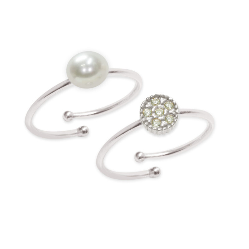 SET of 2 Rings in 925‰ Silver and CZ