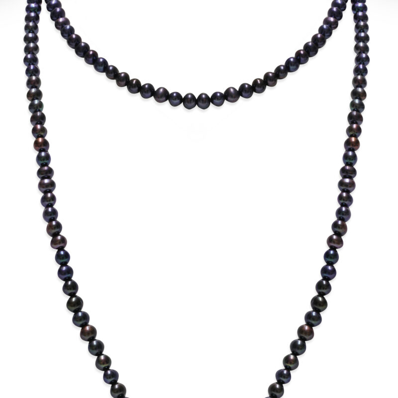 5½-6½ mm Black Semi-Round Pearls Necklace